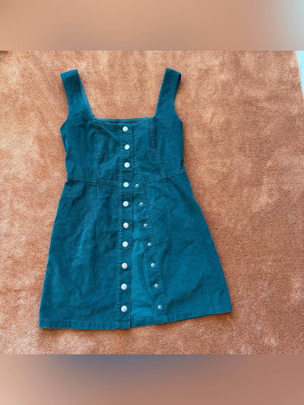 Urban Outfitters Teal Corduroy Button-Front Mini Dress